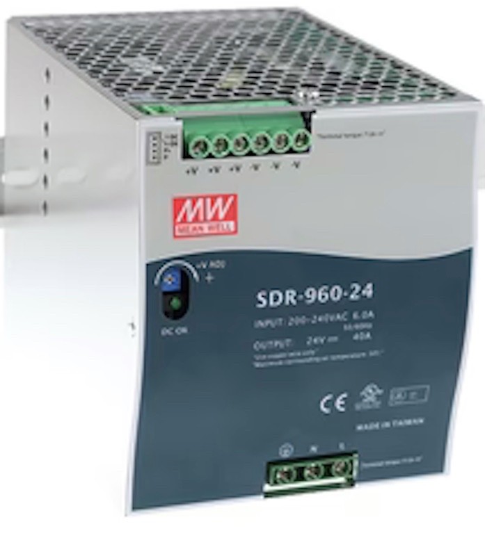 MW SDR-960-24 power supply, 200-240VAC, 6A, 24V – 40A