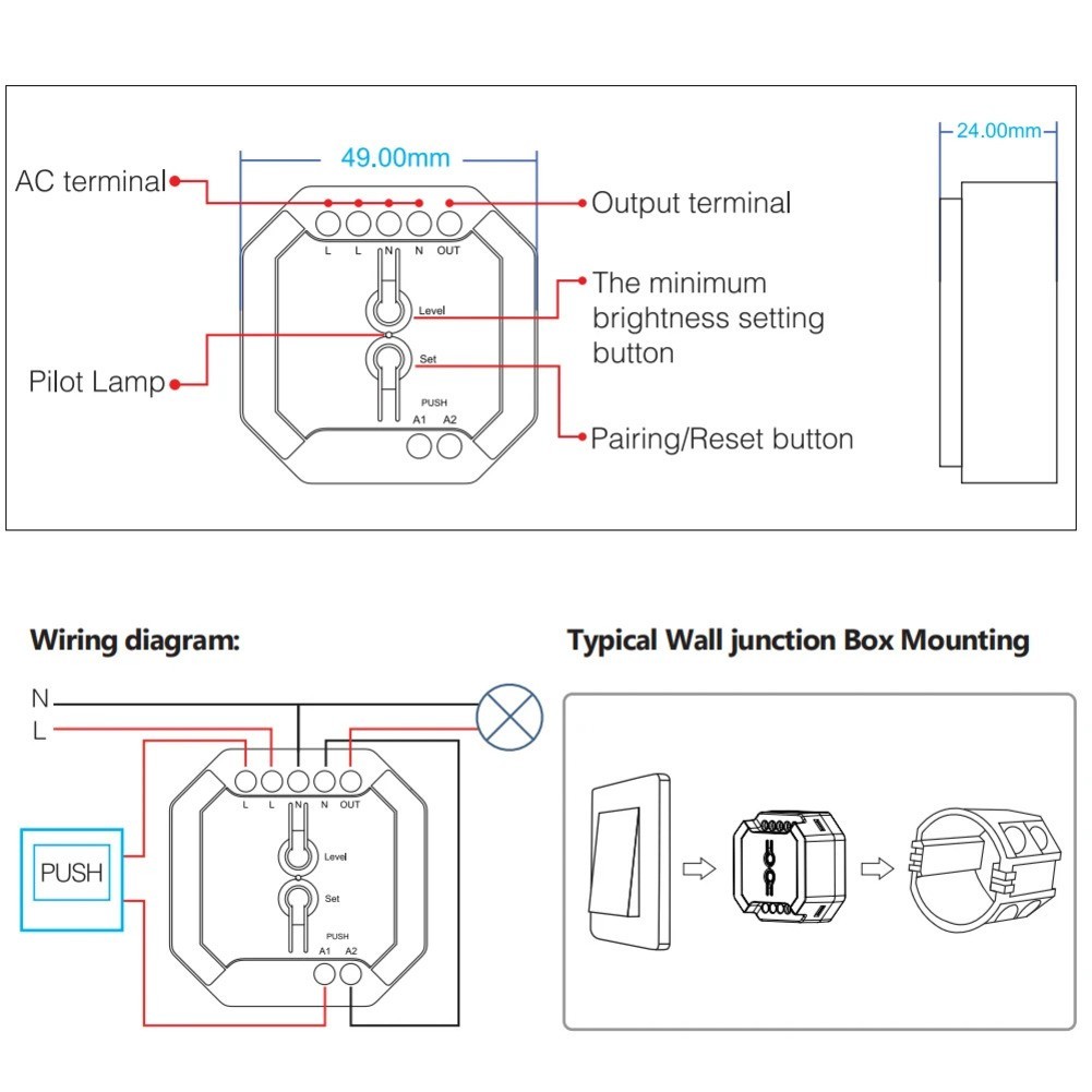 LED Driver AC Triac Dimmer V0 Fire-resistant Housing Automatic Recovery