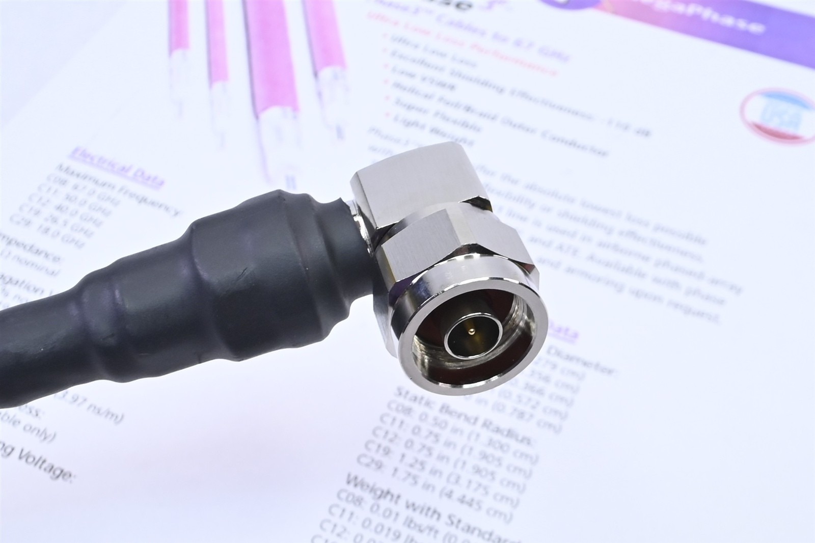 Megaphase 18 GHz Precision N Male to N R/A RF Coaxial Cable Ultra Low Loss 10″
