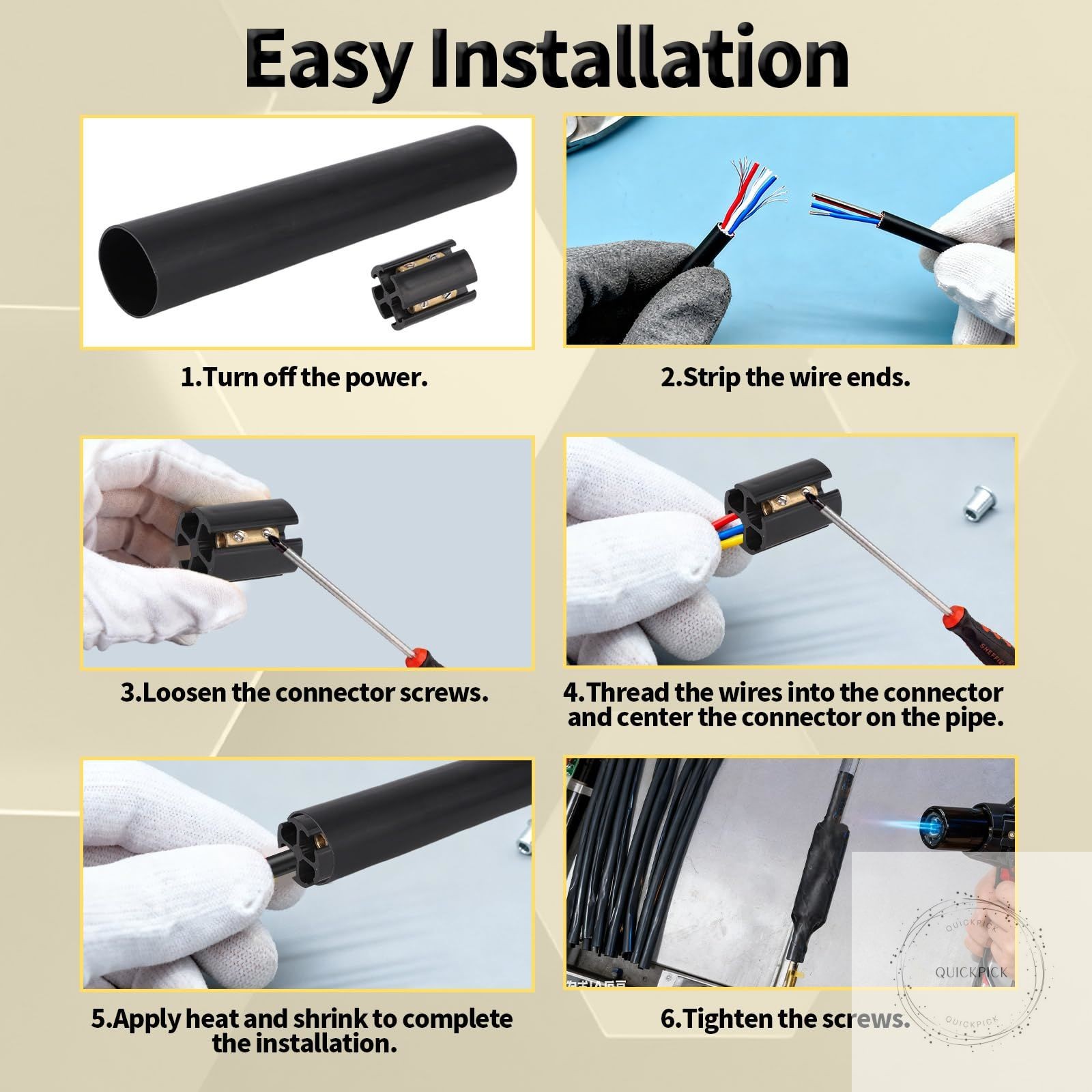 2 Sets Underground Line Wire Splicing Kit, Including Connectors Heat Shrink Tubi