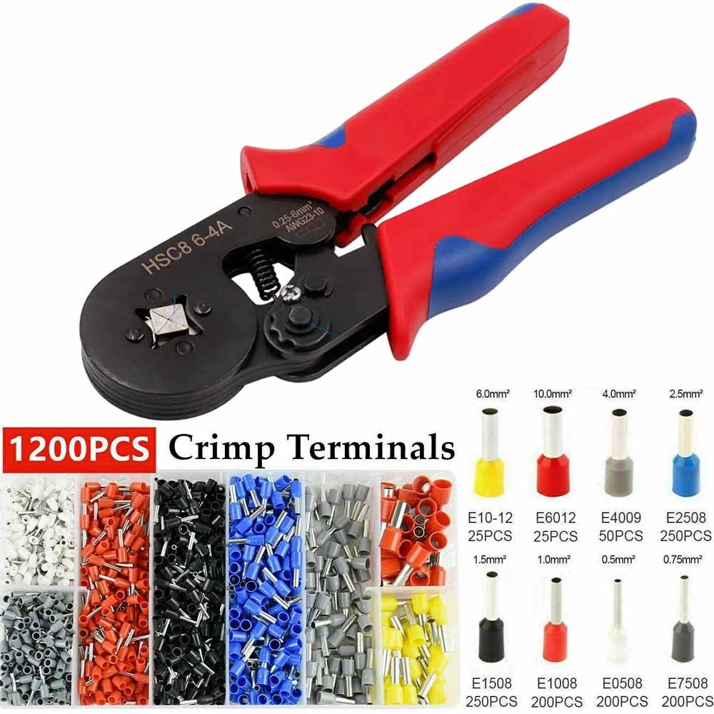 Ferrule Crimping Tool Kit AWG23-7 Self-adjustable Ratchet Wire Crimping Tool Kit