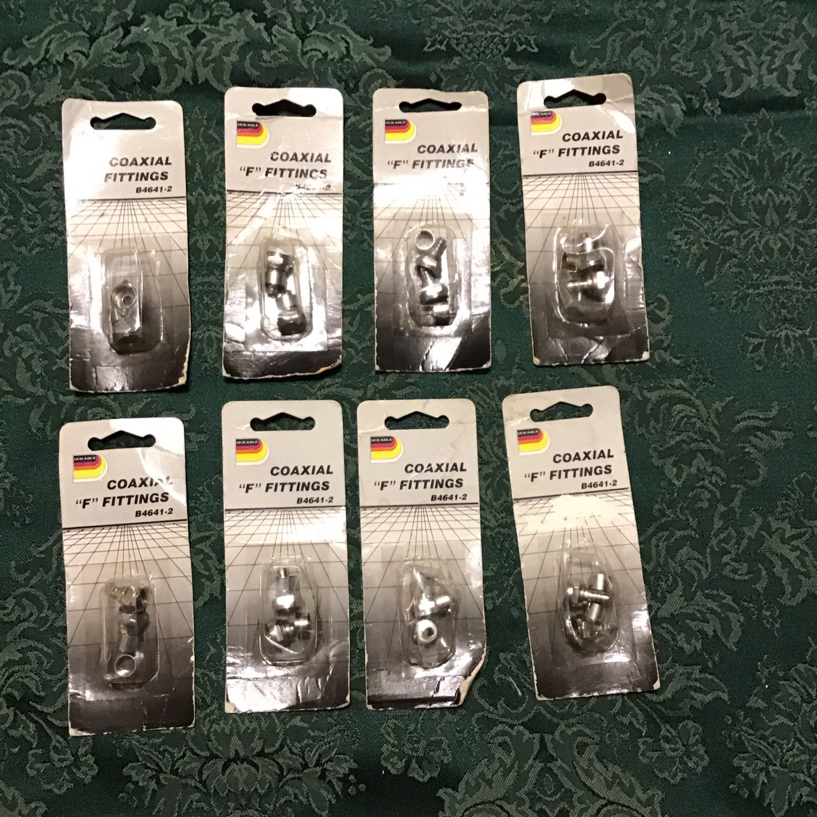 (1329.) Coaxial “F” Fittings – 2 pack Dur-able B4641-2. 2 Sets Of 4
