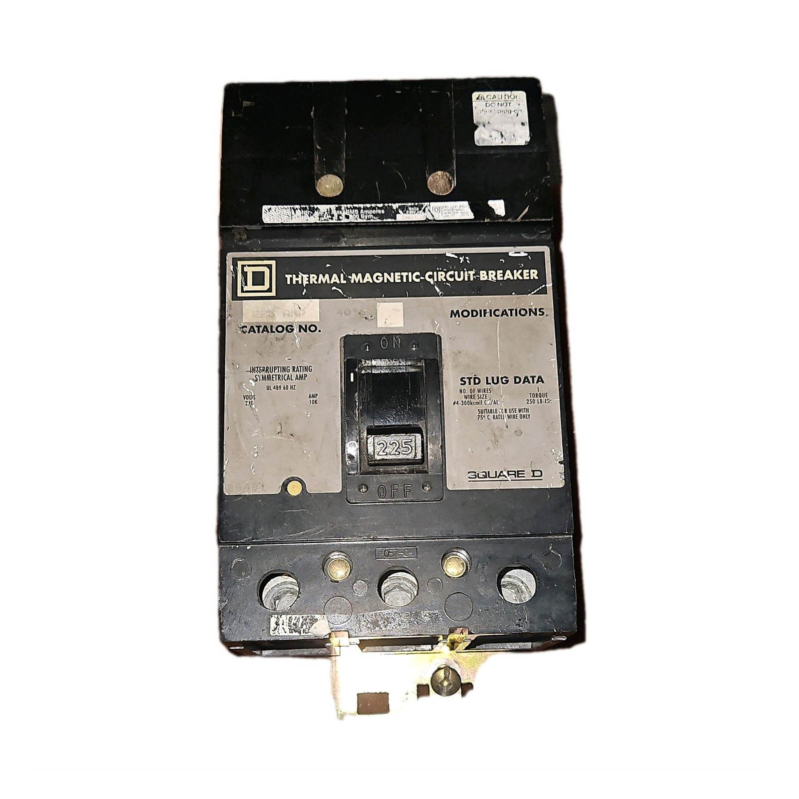 Square D 225A 480VAC 3-Pole I-LINE Thermal-Magnetic Molded Case Breaker