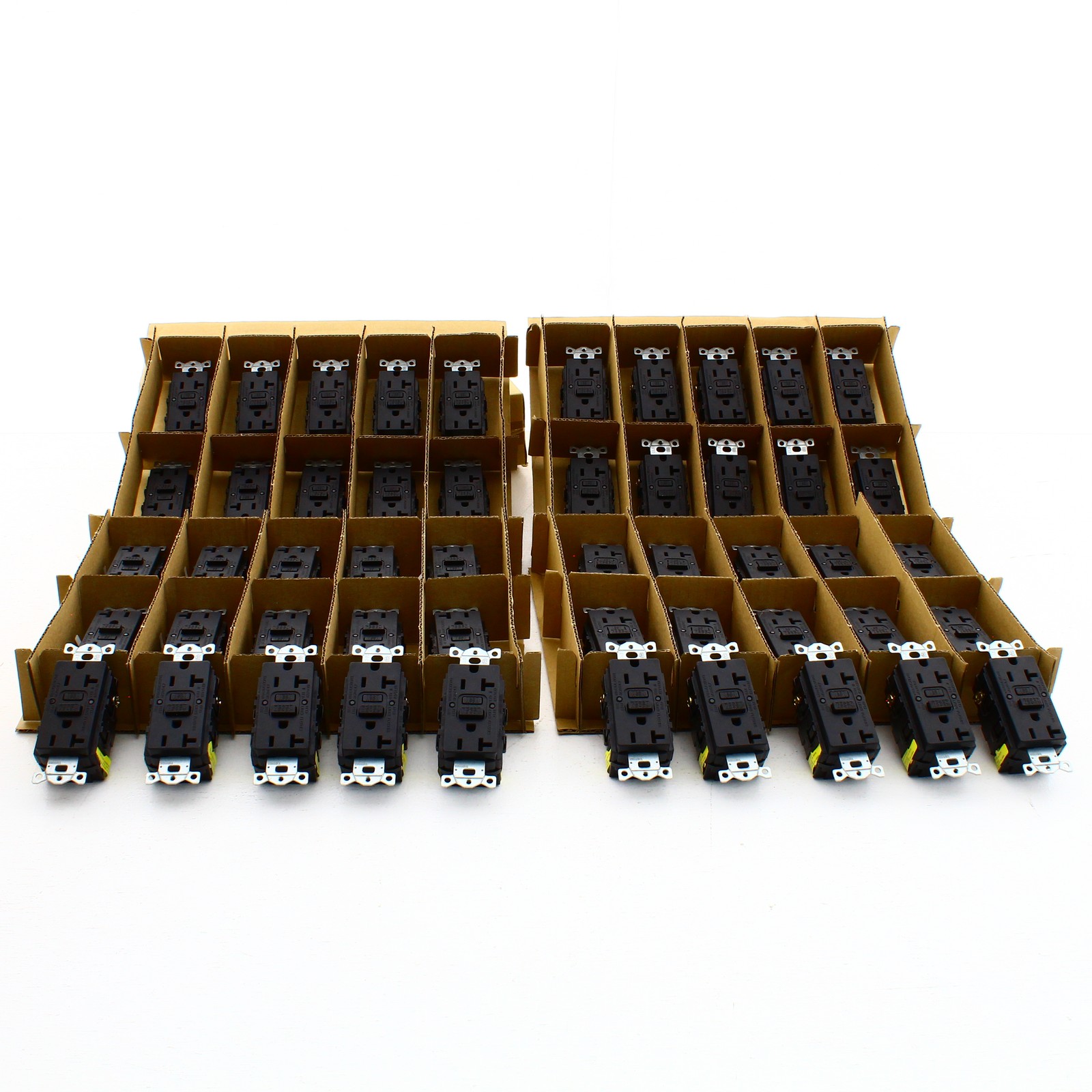 50-Pack Hubbell Black 20A Autoguard Self-Test GFCI Receptacles 5-20R GFRST20BKCF