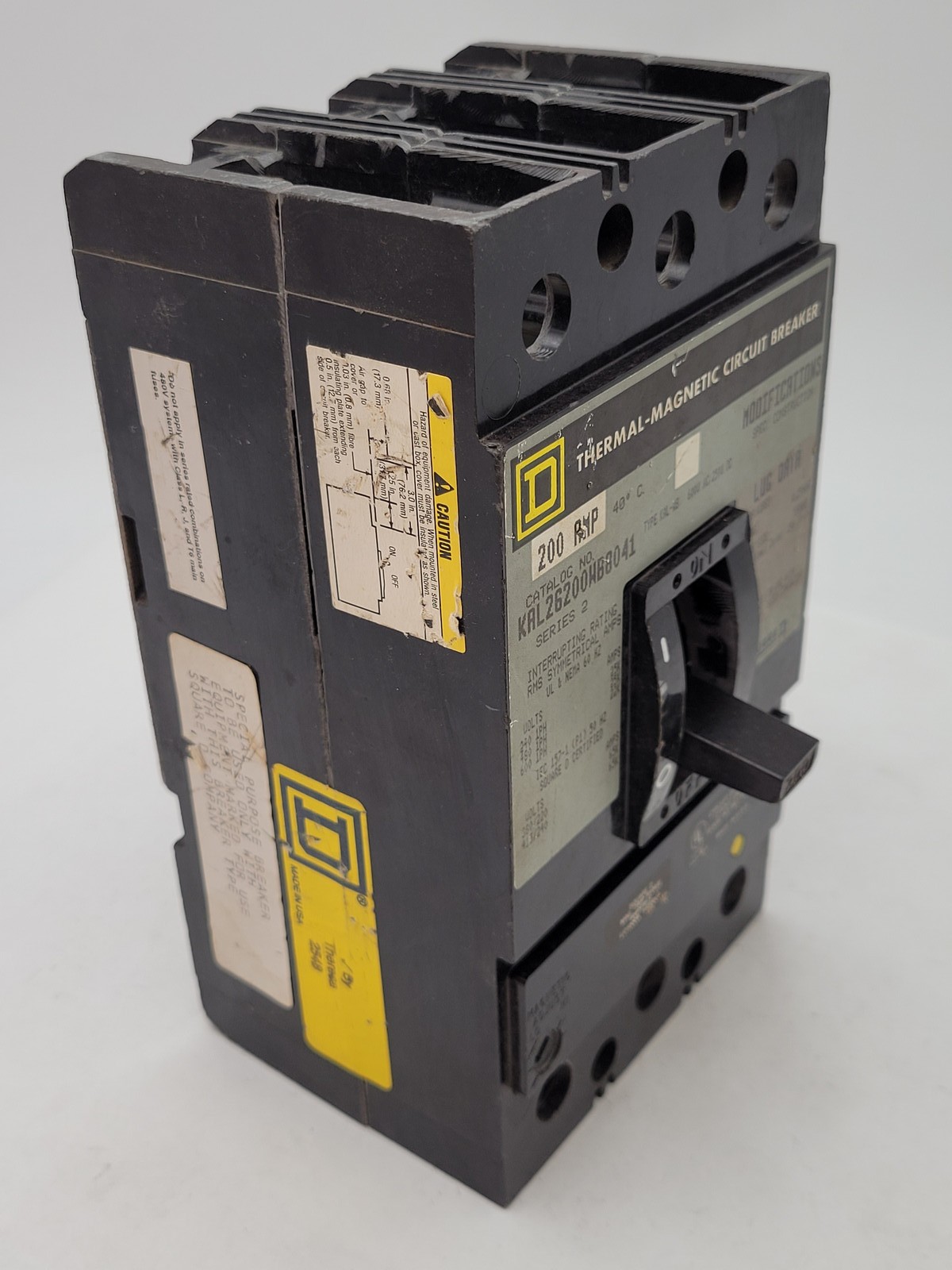 Square D KAL26200WB8041 Circuit Breaker 200A 2P 600V Grey