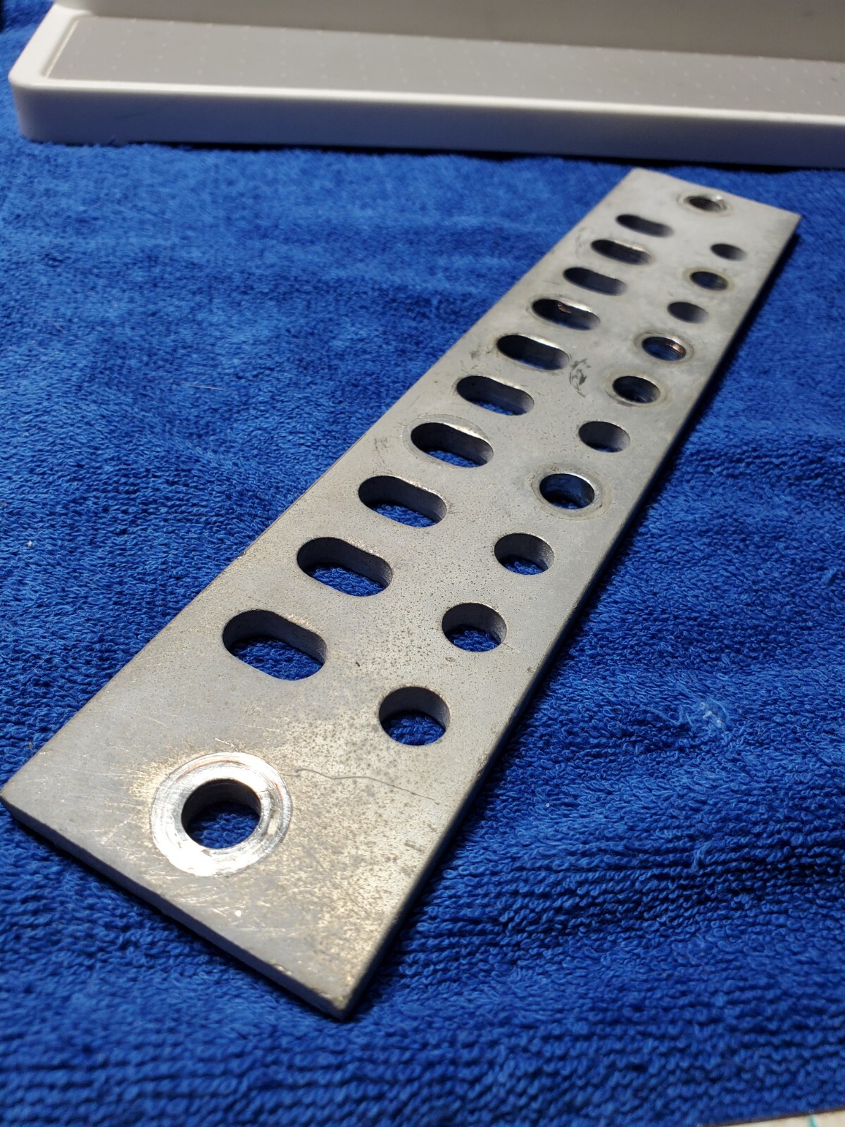 Tin Coat Copper Busbar 2×10″ Ground Bar for 2-hole Lugs 3/8 Stud .75-1″ Sp USED
