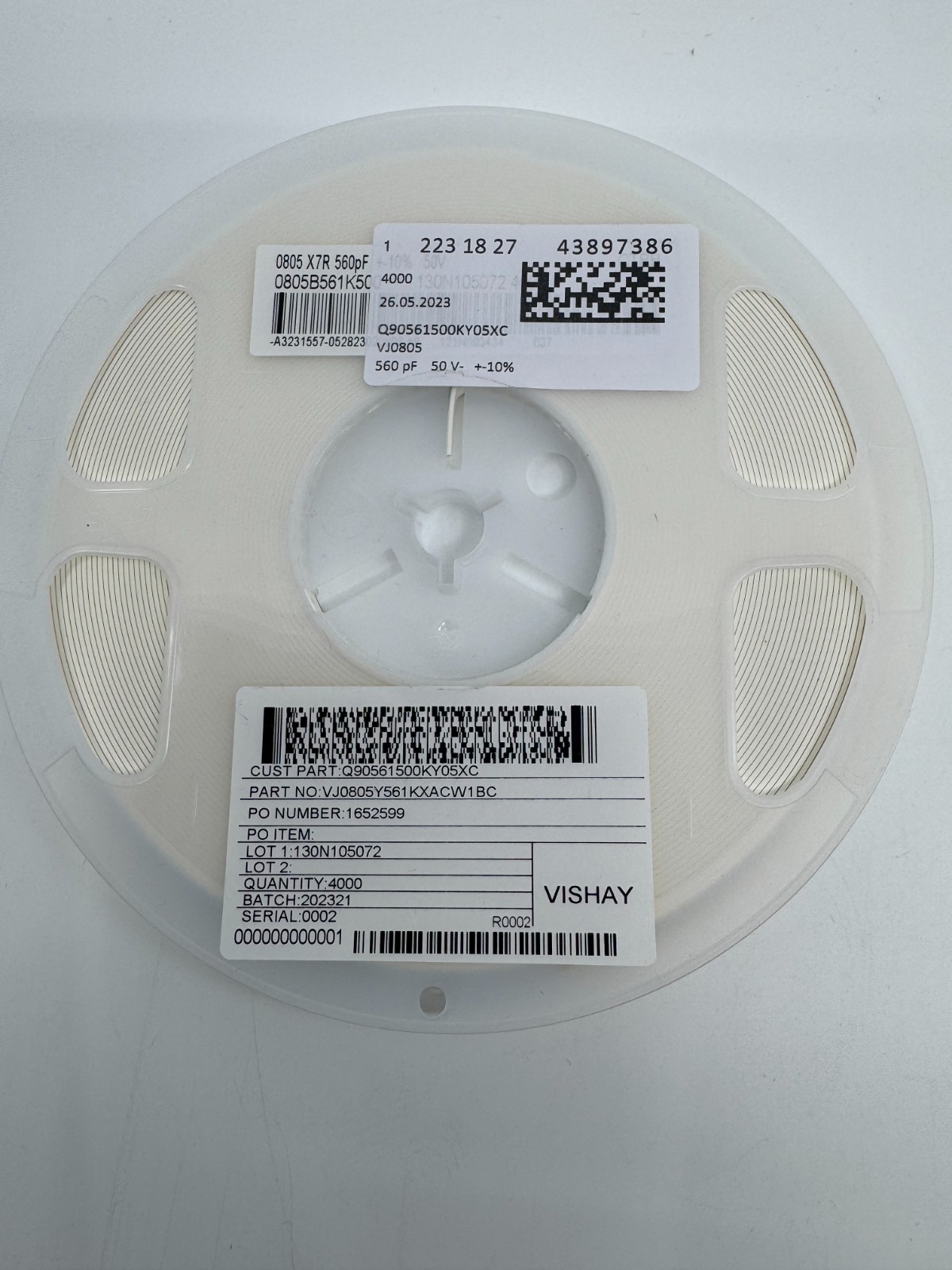 4000PCS VJ0805Y561KXACW1BC Vishay Multi Layer Ceramic Cap 560pF 50V X7R 0805 10%