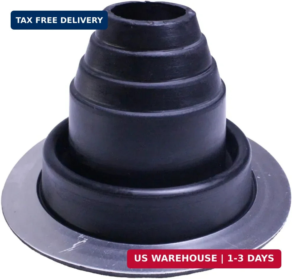 Flashers #2 Black EPDM Round Flexible Roof Jack Metal Roofing Pipe Flashing (Fit