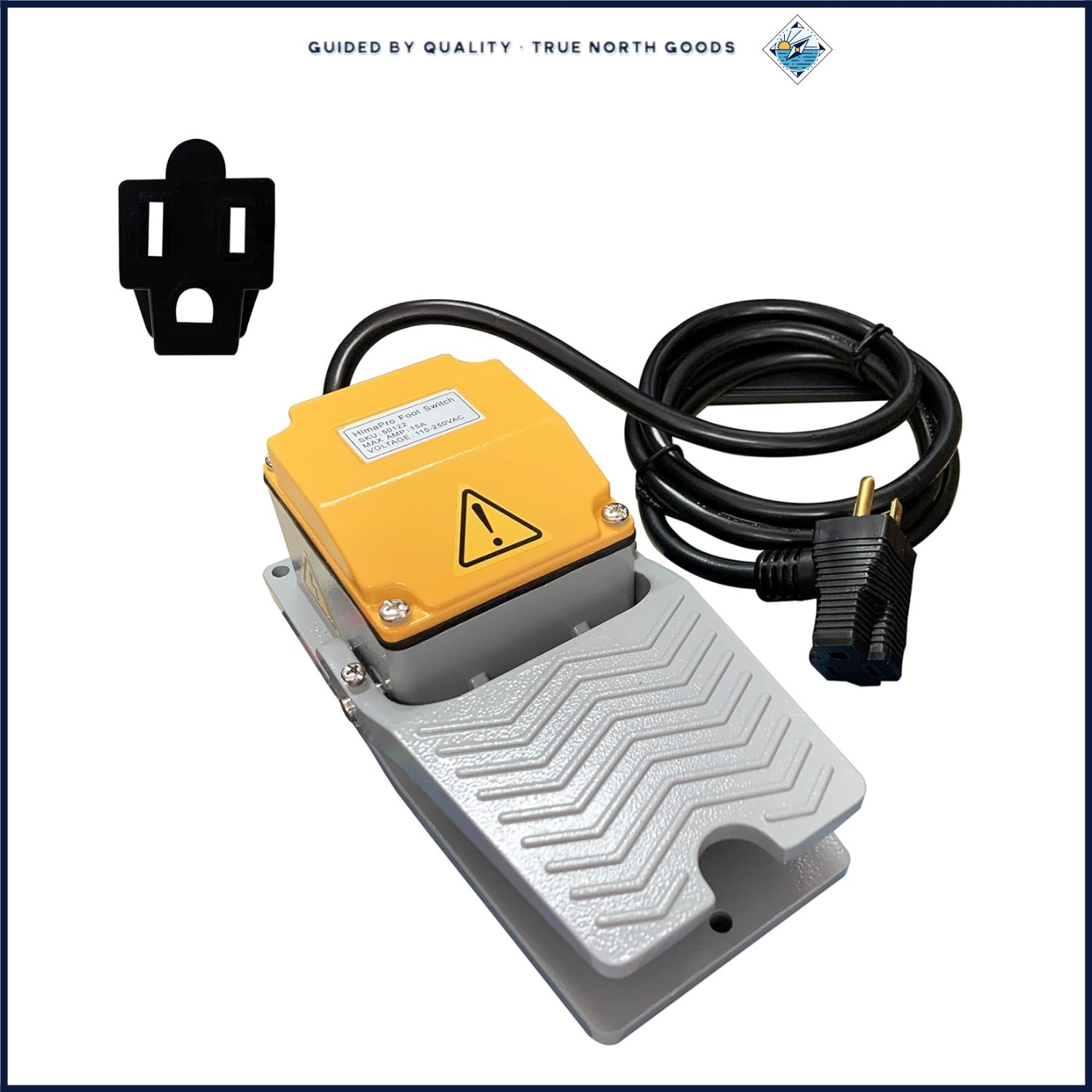 Plug-In Foot Pedal Switch with 14AWG Wire, Ideal for Variable Speed Equipment