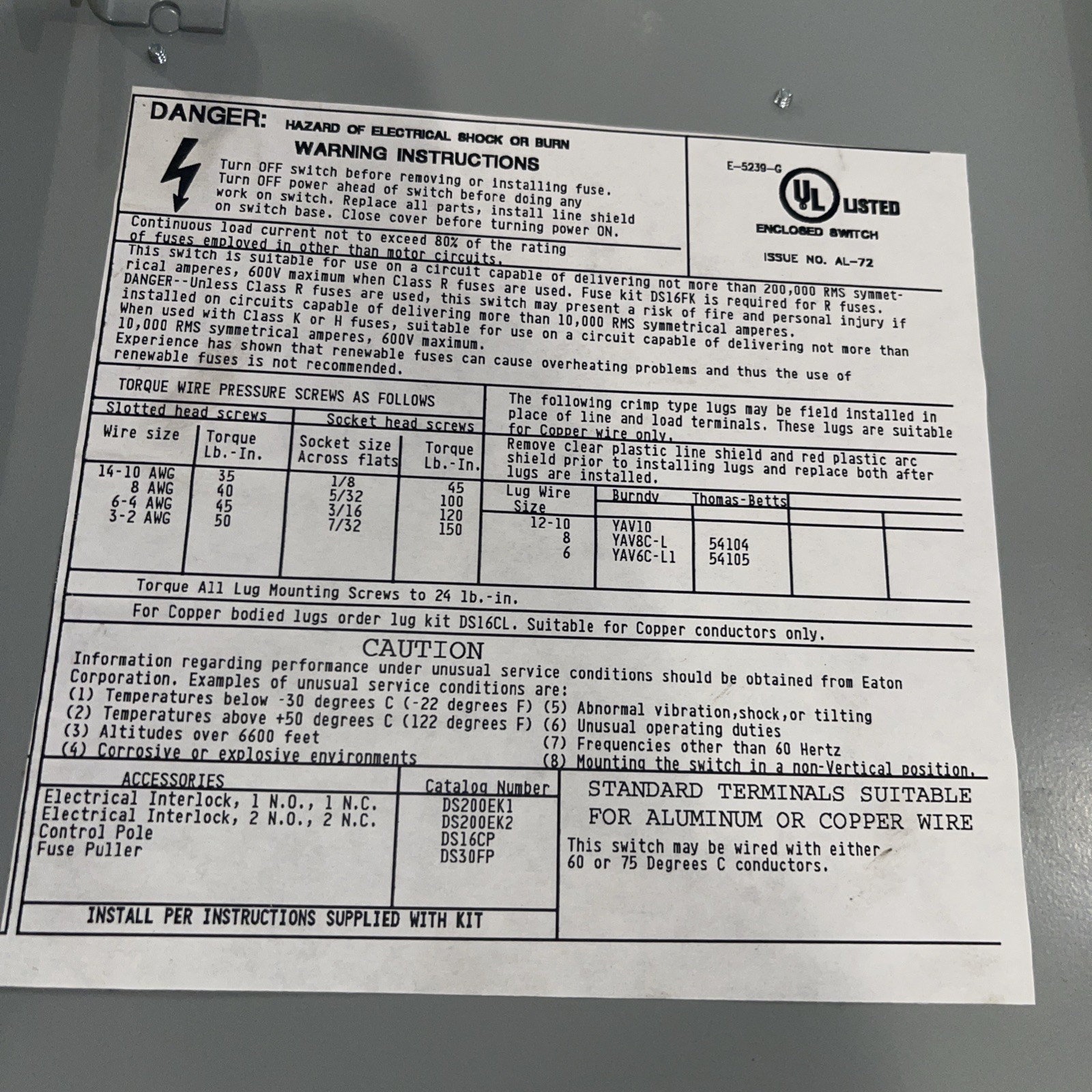 Eaton DH361FRK Safety Switch – 30A 600V 3‑Pole Fusible