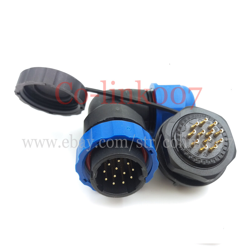 12pin Waterproof Connector SD20 awg18 IP67 5A 250V AC Power Connector