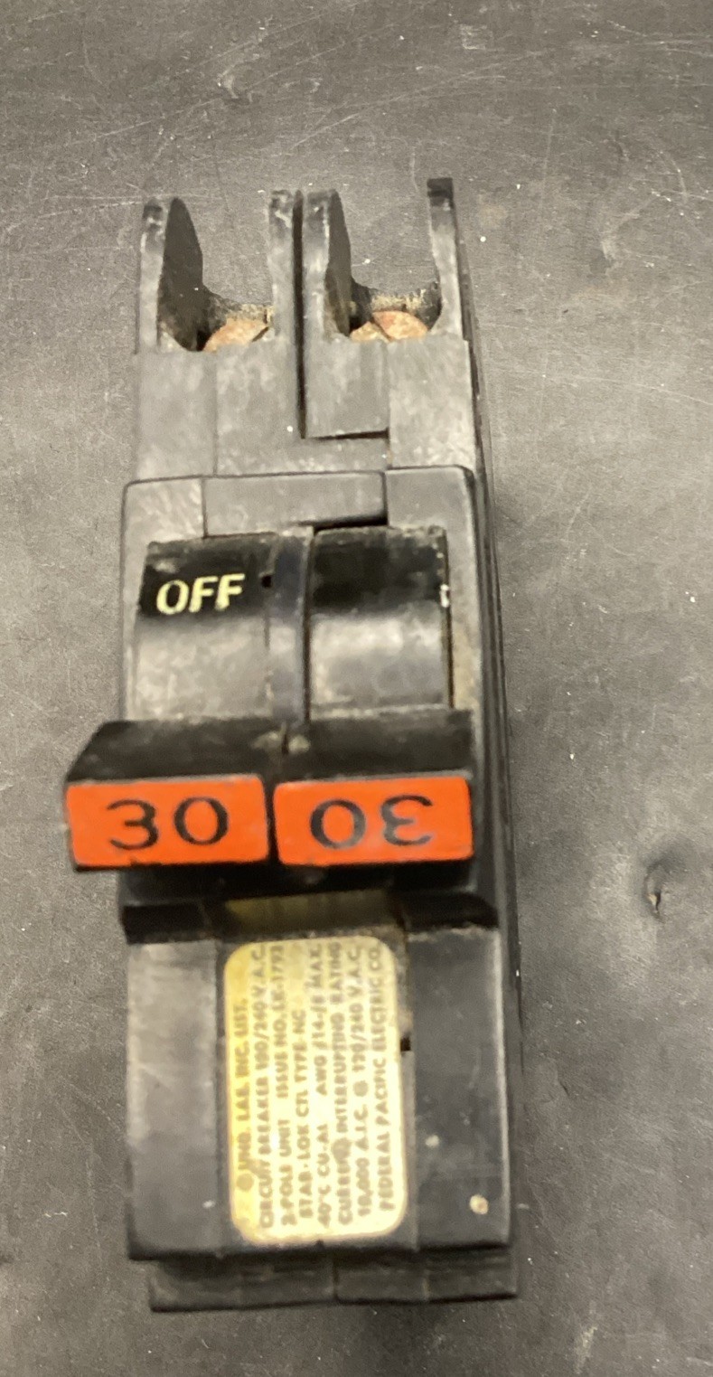 NC230 Federal Pacific 30 Amp Stab-Lok Circuit Breaker 120/240 VAC 2 Pole Used
