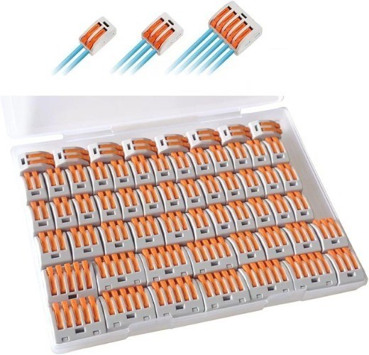 Electrical Connectors Splice Kit 60 Piece Lever Wire Connectors 2 3 5 Port Push