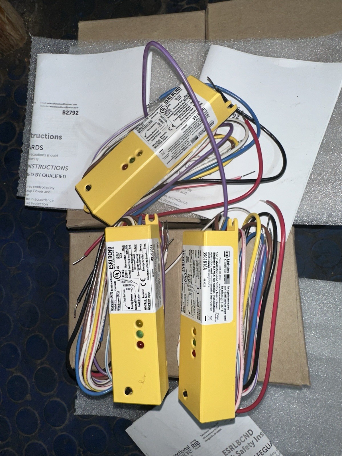 Lot Of 3 ESRN UL924 Emergency Lighting Relay 120-277 Vac / 5 AMP SPST