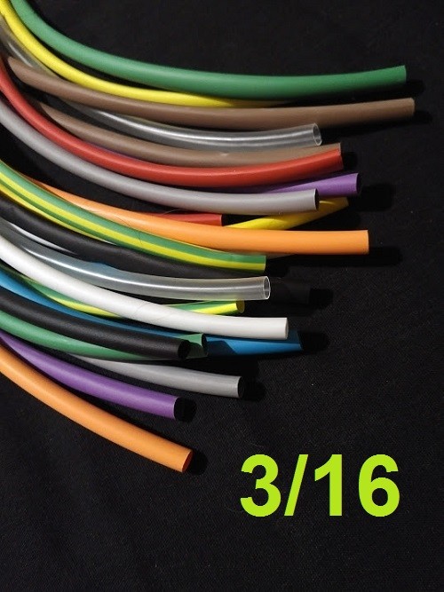 3/16 ” 4.7mm ASSORTED *12*COLORS 2:1 heat shrink tubing polyolefin (6′ FOOT)