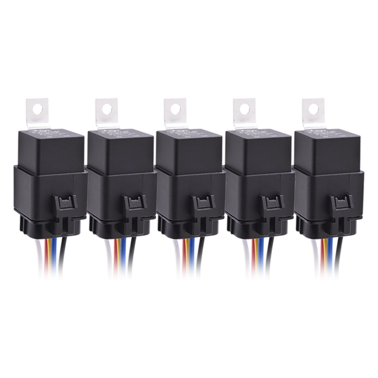 5Pcs Waterproof 12V 30/40A SPDT Relay Switch Harness Set 5PIN 14 AWG Hot Wires