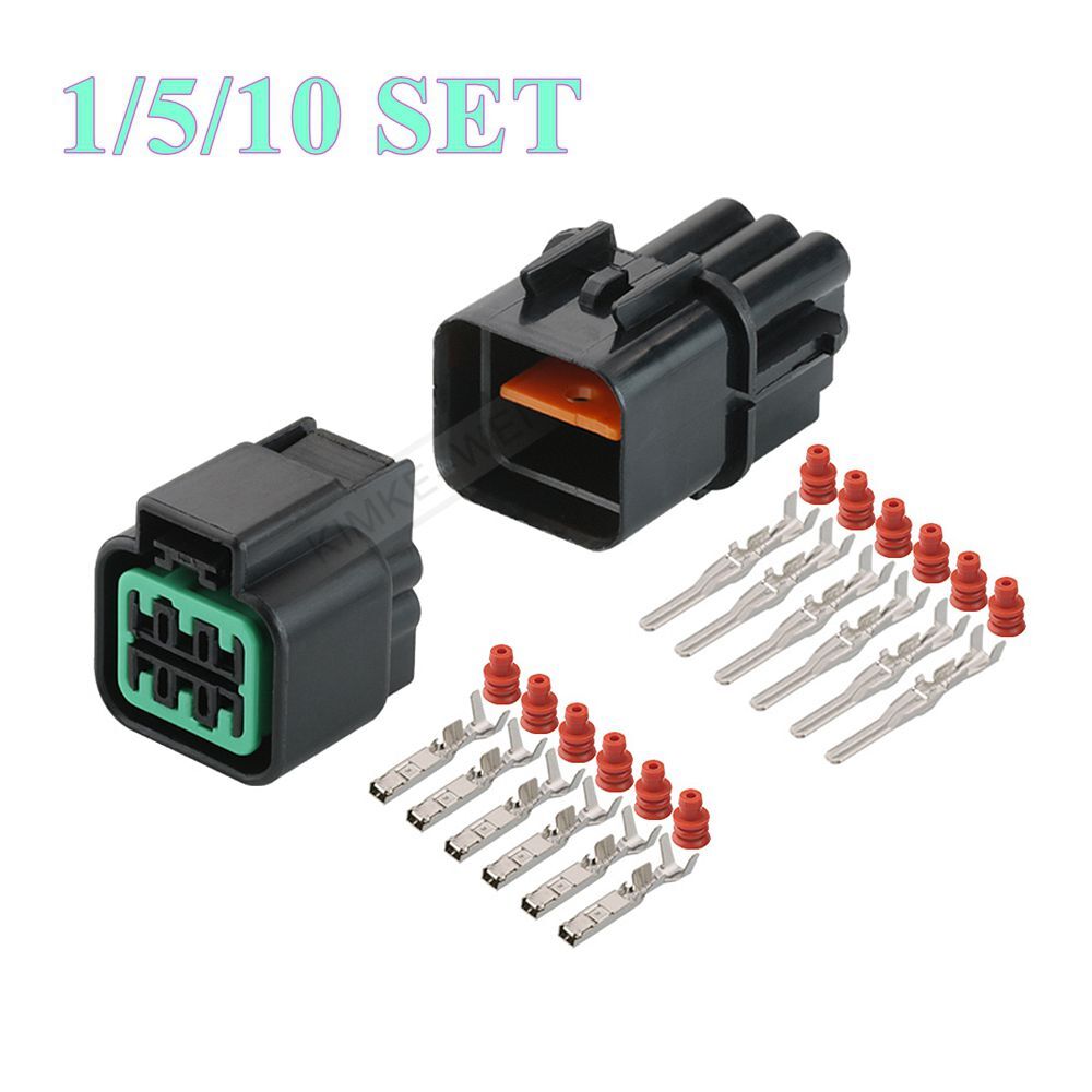 6 Pin KUM Car Headlight Male Female Connector Plug Kit For KIA Hyundai Accent