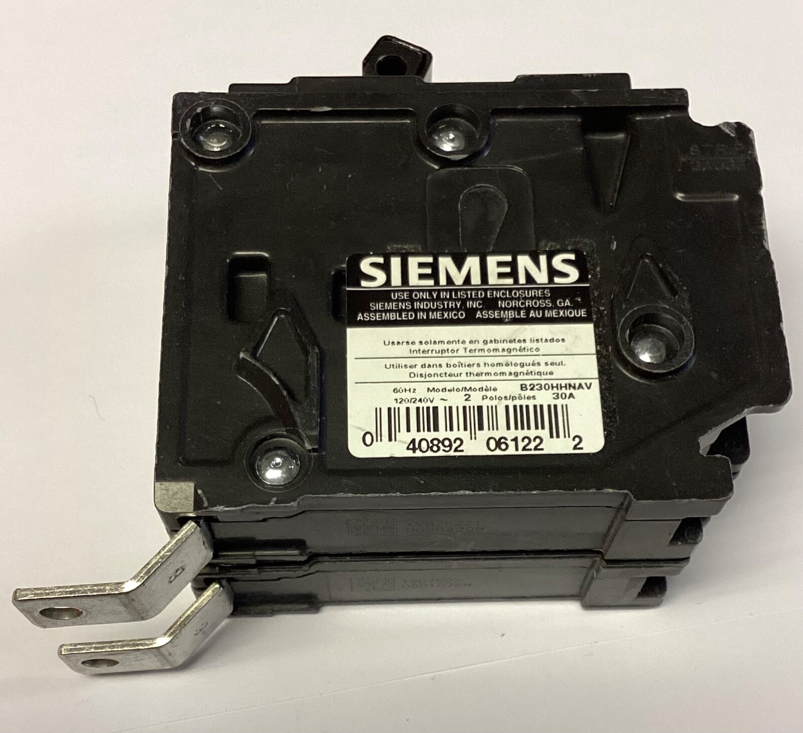 SIEMENS B230HHNAV 2 Pole B230HH NAVAL Circuit Breaker Type HBL Bolt In