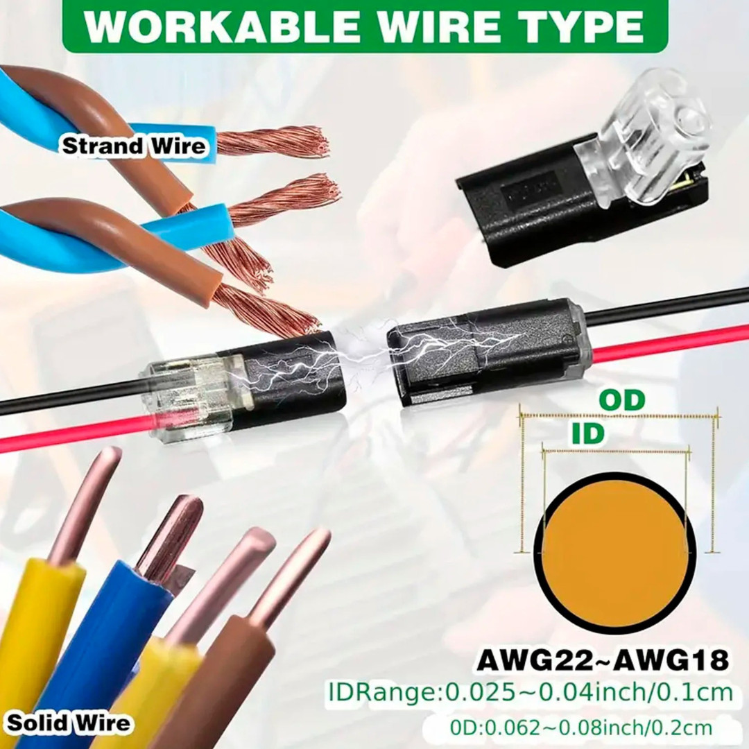 20pcs Double-Wire Plug-in Connector, Cable Clamp with Locking Buckle, AWG 18-22