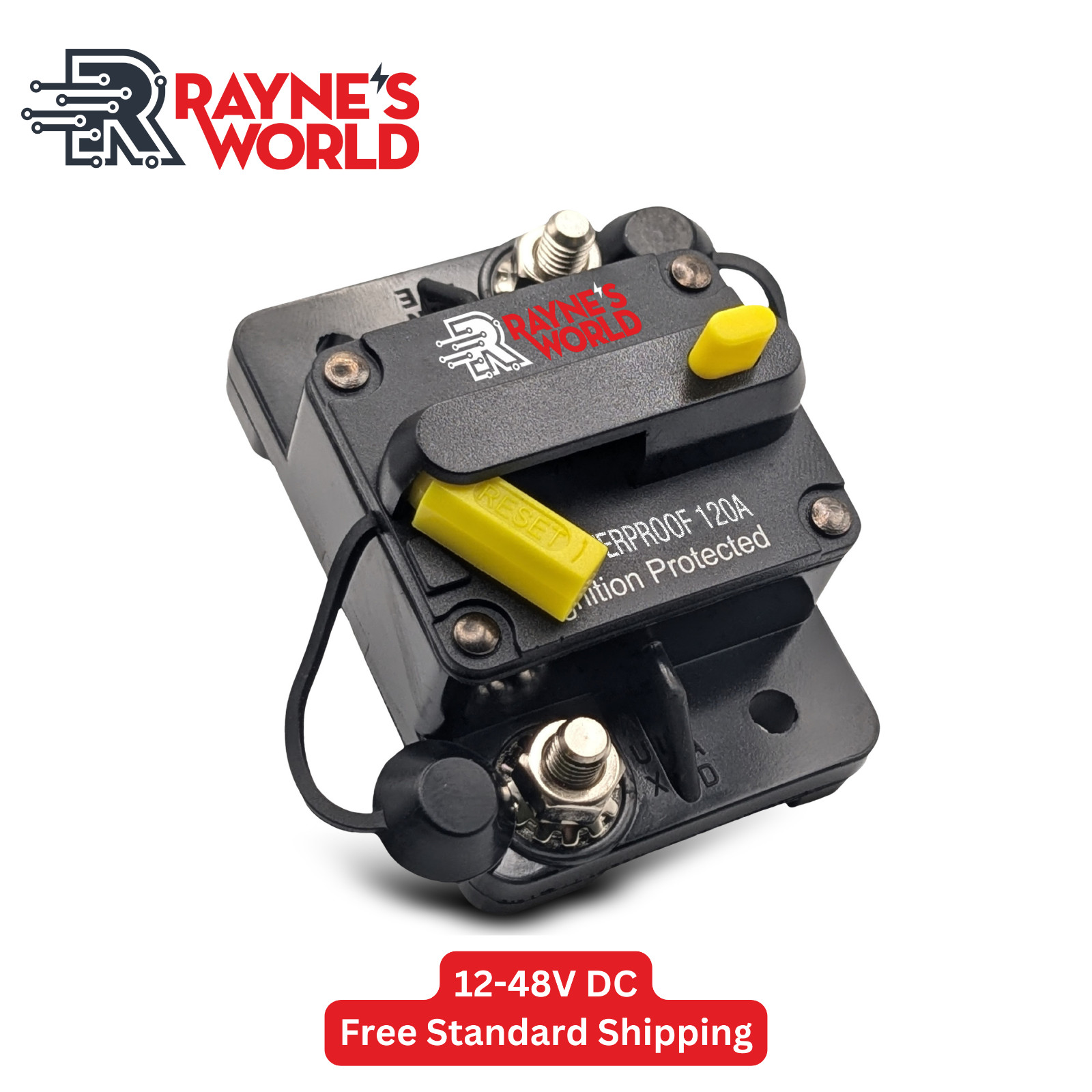 120 Amp Waterproof Yellow Circuit Breaker Auto/Marine/Solar 12-48V DC Man. Reset