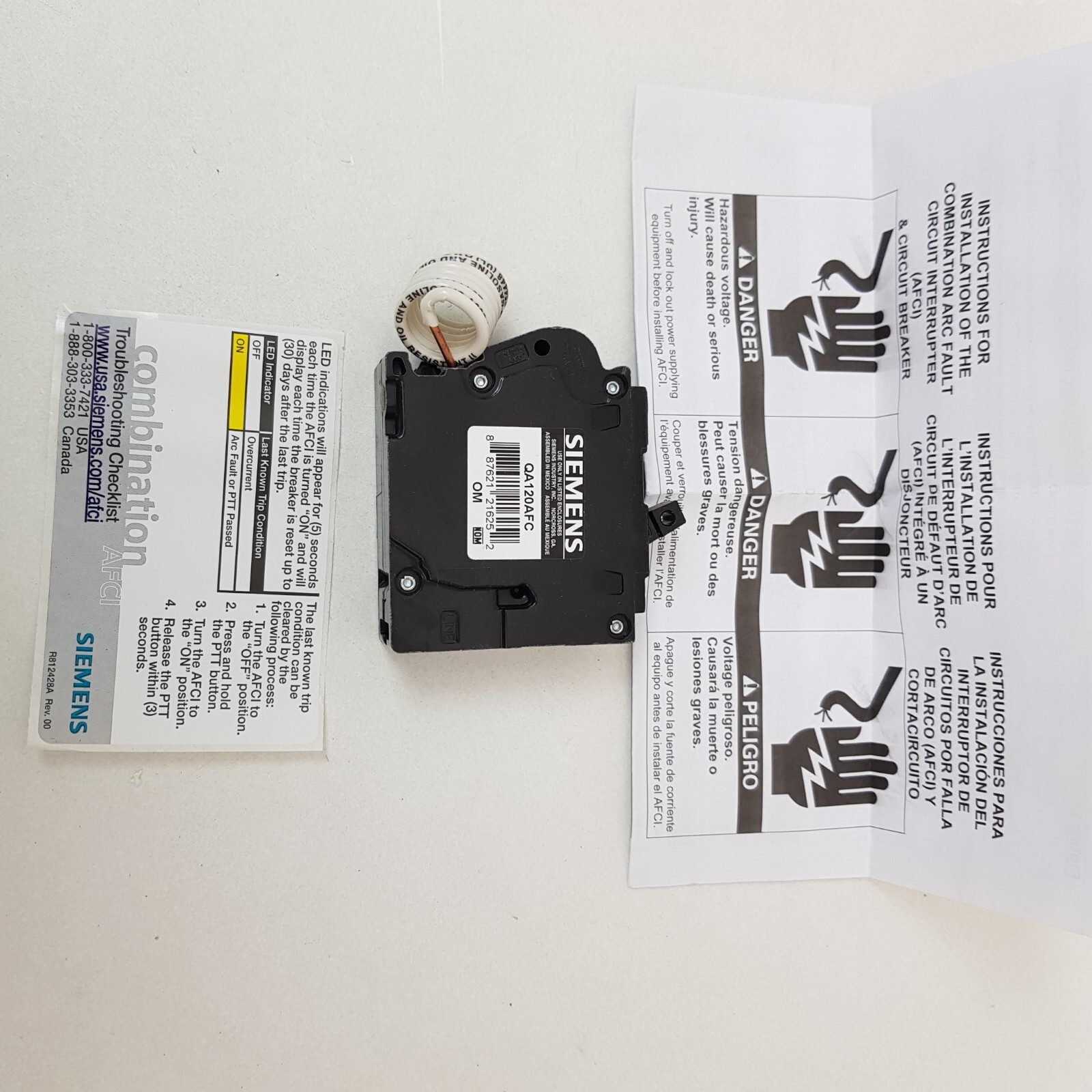 Siemens QA120AFC 20-Amp Single Pole 120-Volt Plug-On AFCI Breaker Free Shipping