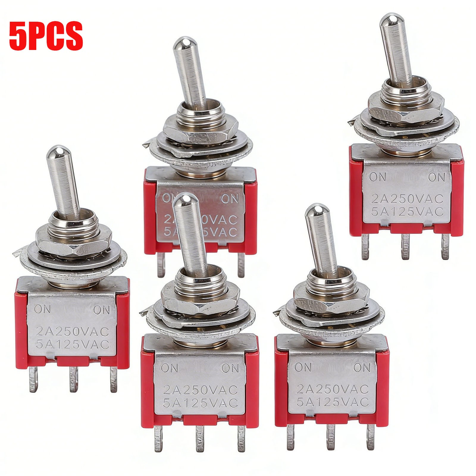 5PCS Mini Toggle Switch SPDT ON/ON 2 Way 250V 2A 120V 5A for Panel