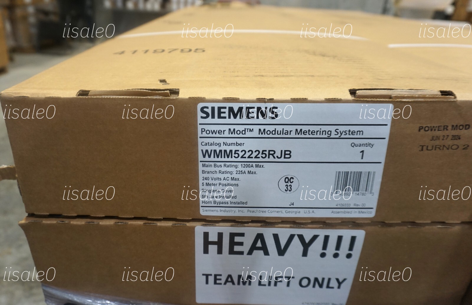 Siemens WMM52225RJB 3-Phase In1-Phase Out 225 Amp 5-Position Meter Stack QTY 30+
