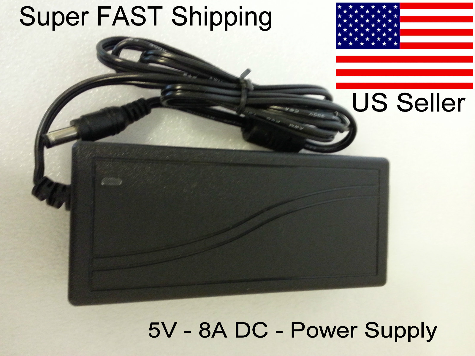 5V DC – 8A – AC/DC Power Supply + Cord + 2.1mm Plug *SUPER Fast Ship US SELLER*