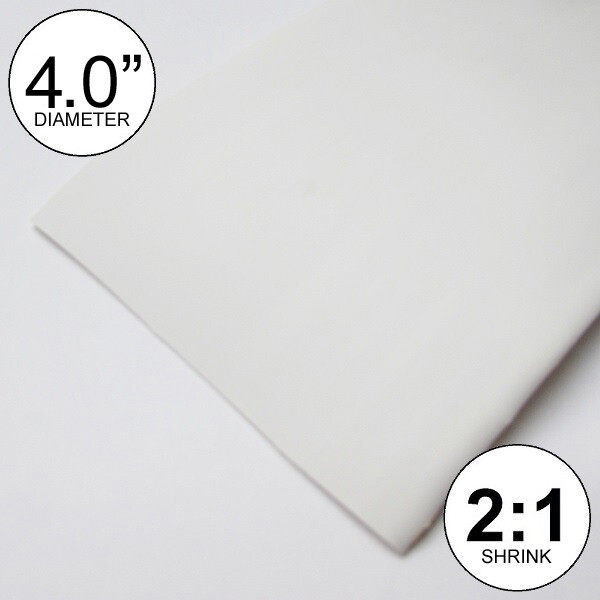 4″ ID White Heat Shrink Tube 2:1 ratio (1 foot/12 inches) polyolefin 4.0″ 100mm