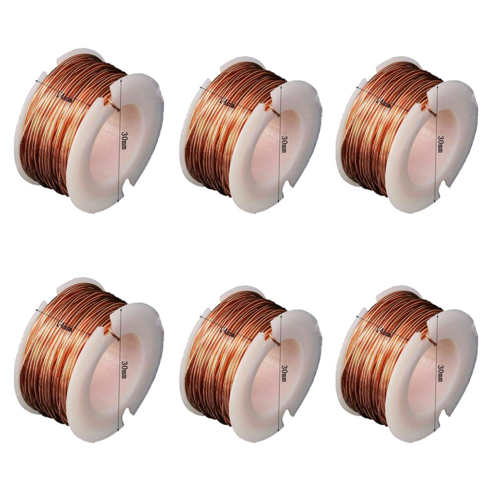 6PCS 10m Magnet Wire 0.5mm Enameled Copper Wire Magnetic Coil Winding Roll Tools