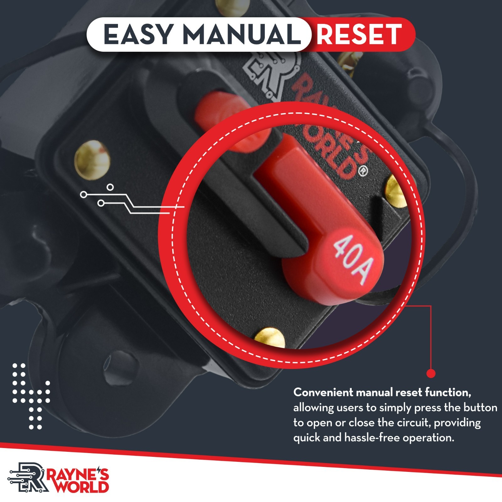 40 Amp Waterproof Circuit Breaker Auto/Marine/Solar 12-48V DC Manual Reset