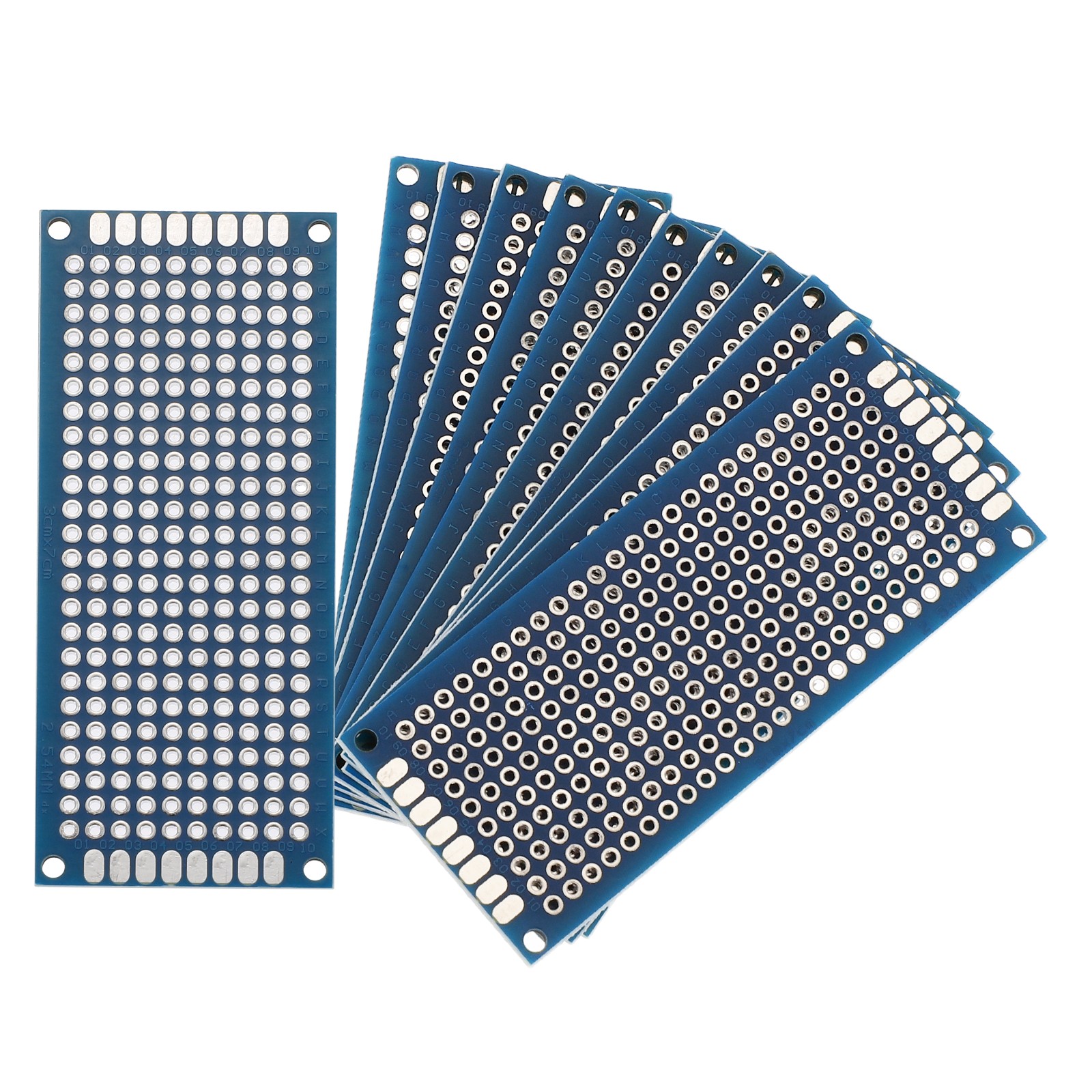 10Pcs Breadboard Solderable Board 70mm x 30mm Blue Circuit PCB Board