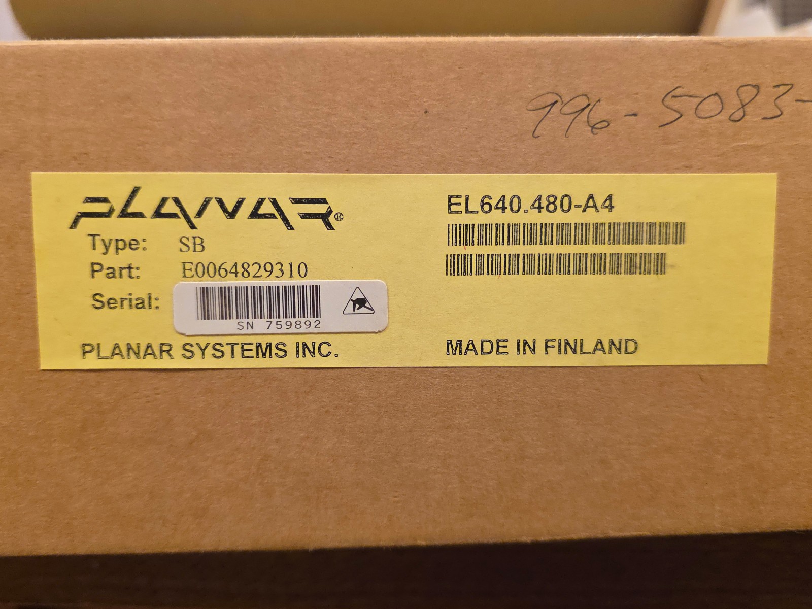 Planar EL640.480-A4, E0064829310, 640×480 Gray Scale Display 6.24″x8.31″ NOS