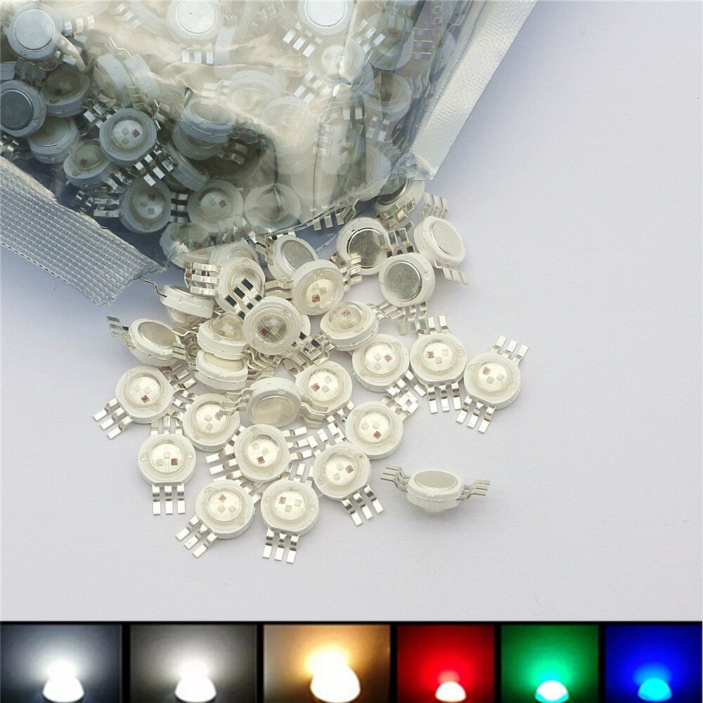 1W 3W High Power LED Light Bead lamp chip White/Warm White/Red/Green/Blue/RGB