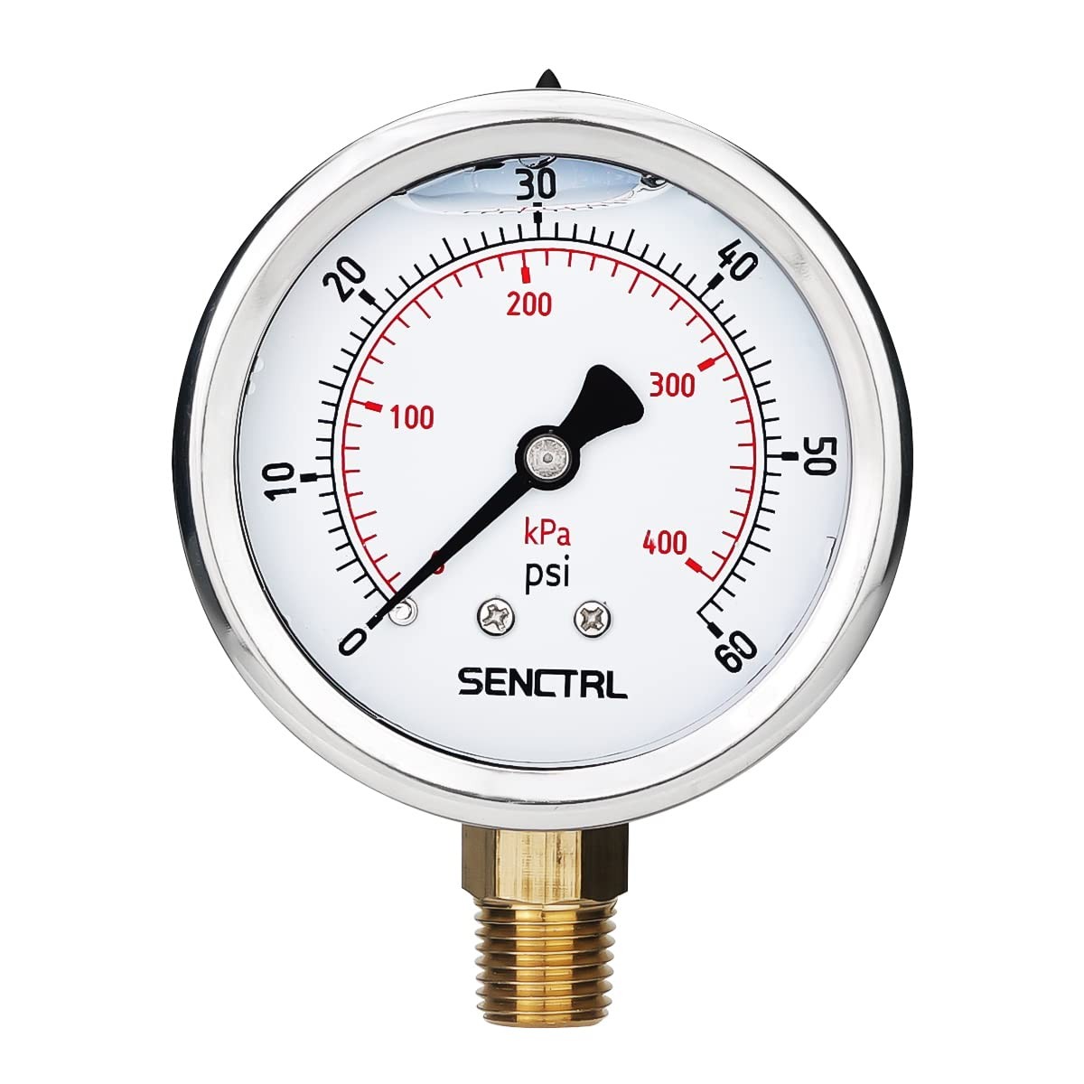 SENCTRL 3000 Psi Glycerin Liquid Filled Hydraulic Pressure Gauge, 0-3000psi
