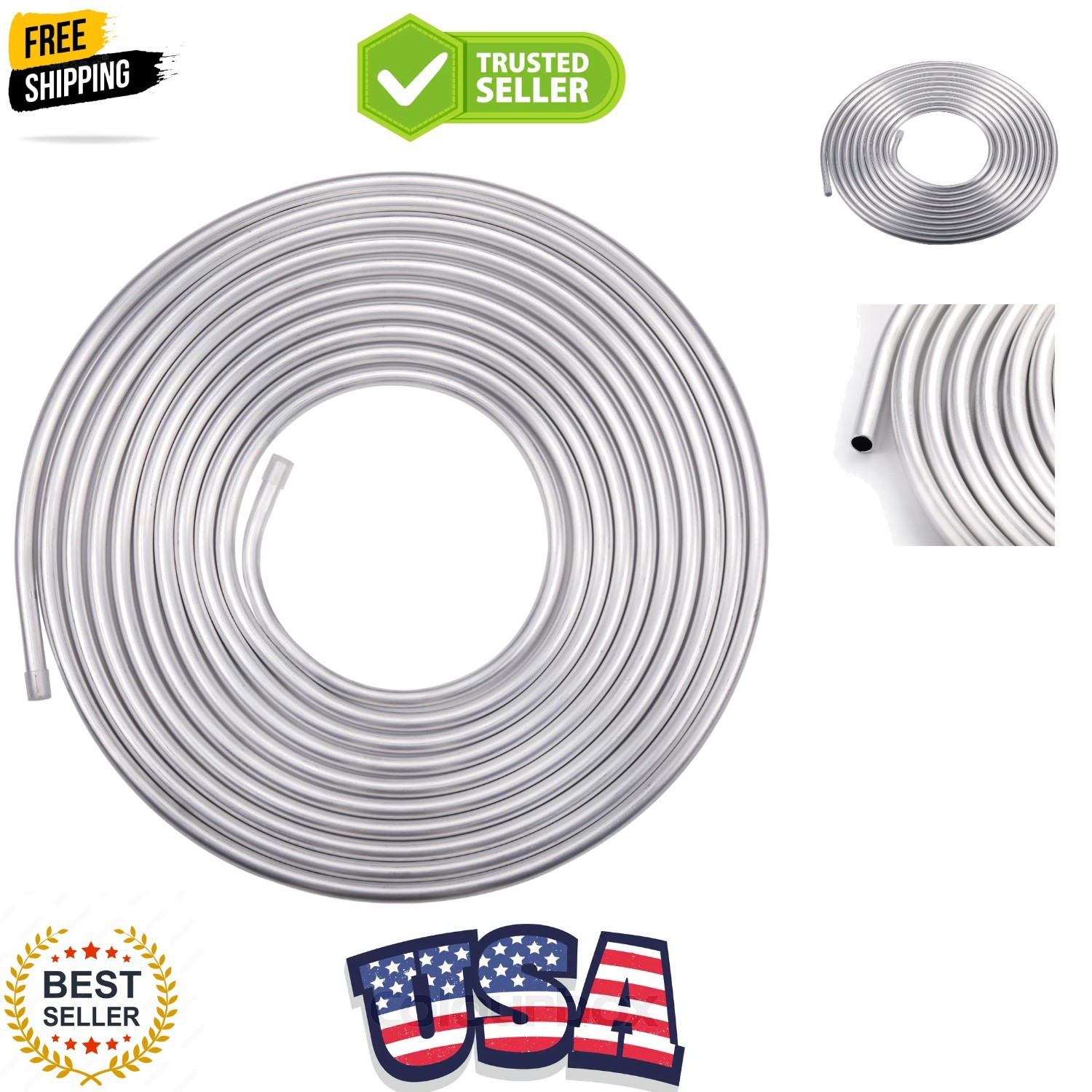 3/8″ OD Aluminum Hard Fuel Line Hardline Tube Tubing Coil 25 Feet Roll