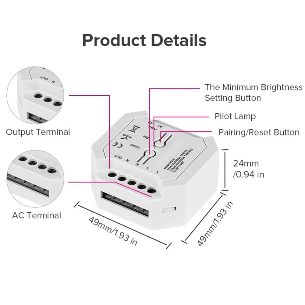 LED Driver AC Triac Dimmer V0 Fire-resistant Housing Automatic Recovery