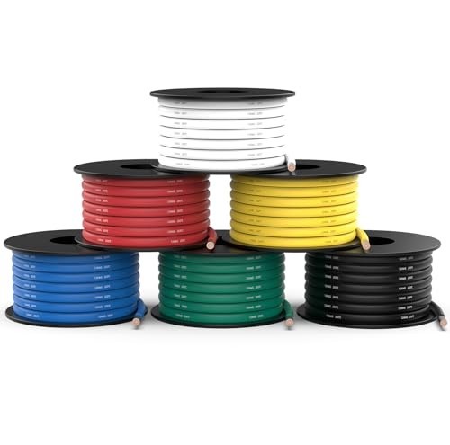 10 AWG Silicone Tinned Copper Wire 180ft, 6 Colors, Flexible Electrical Cable Ki