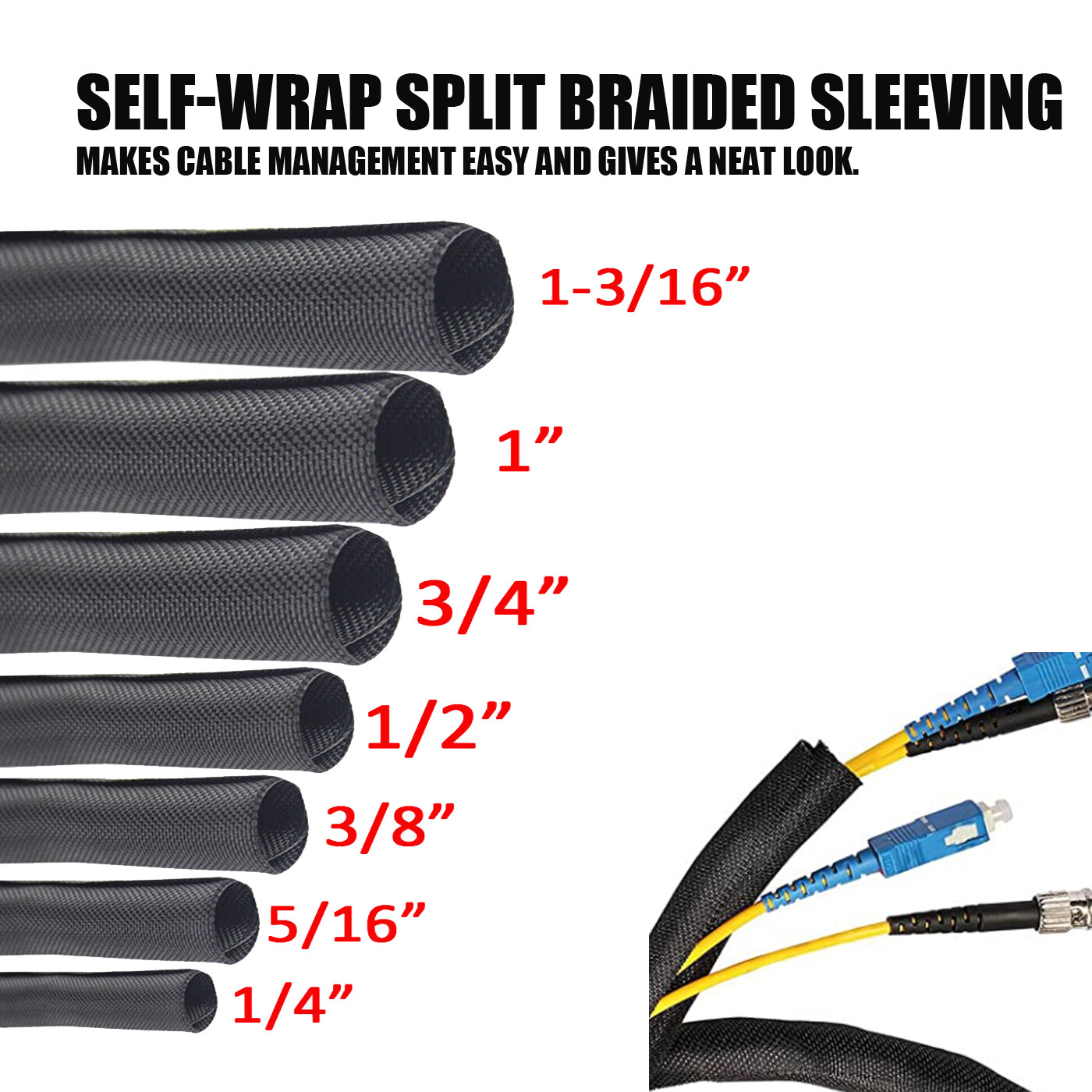 Wire Loom for High-Temperature Automotive Harness Wrap Cable Management 10/30ft