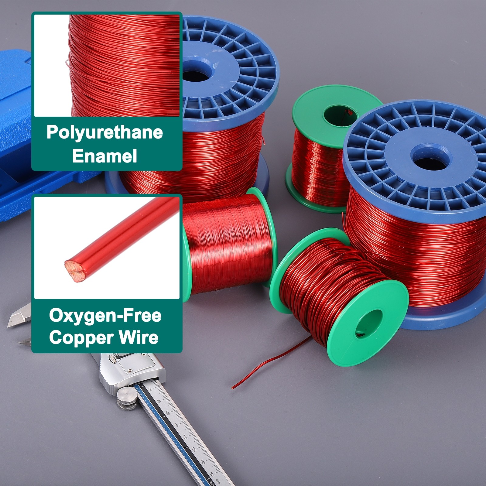 20 AWG Magnet Wire, 20 Gauge 80 oz Enameled Copper Wire, 155C(311F), Red,Blue