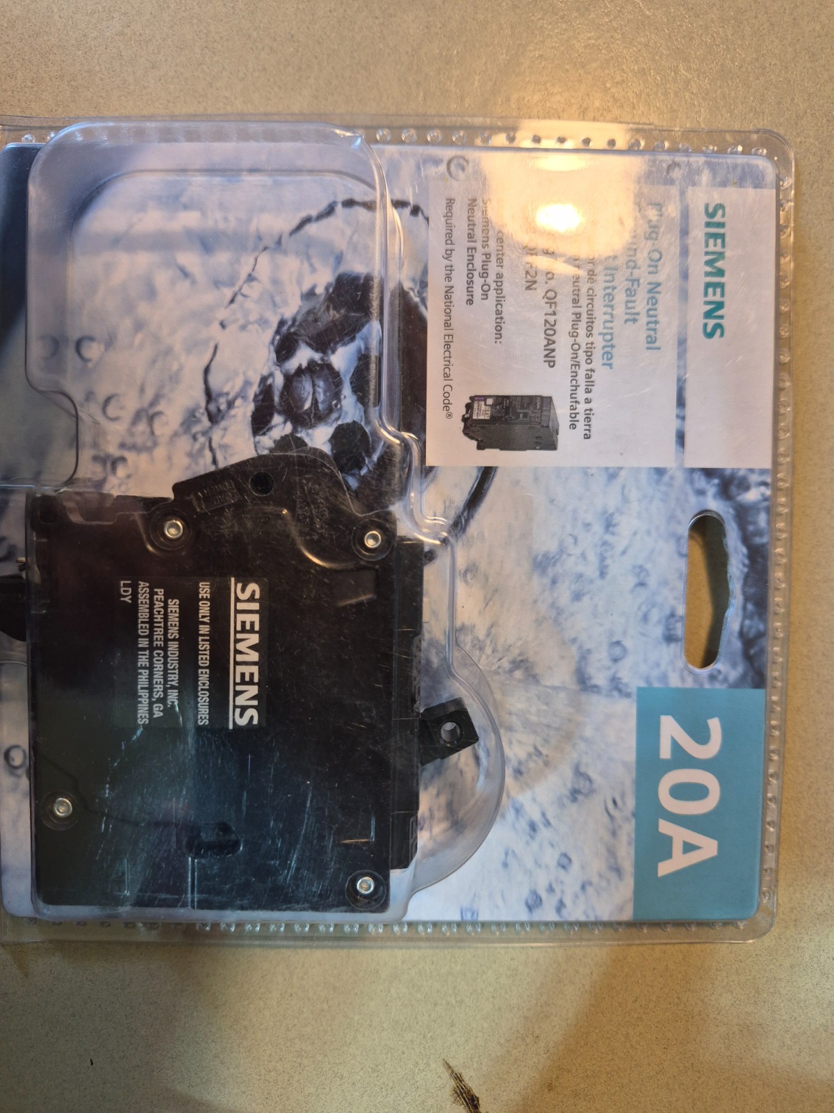Siemens QF120ANP 20A GFCI Breaker