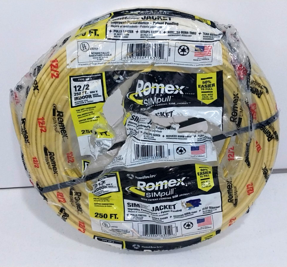 Southwire 28828255 Romex SIMpull 12/2 Gauge NM-B 250 Ft Copper Wire w Ground NEW