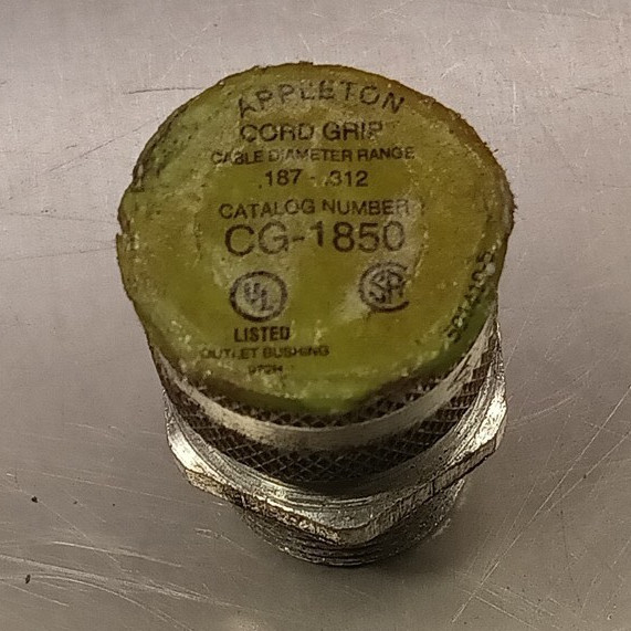 Appleton Electric CG-1850 Threaded Cord Grip Connector Silver Steel 6in 4/0-4