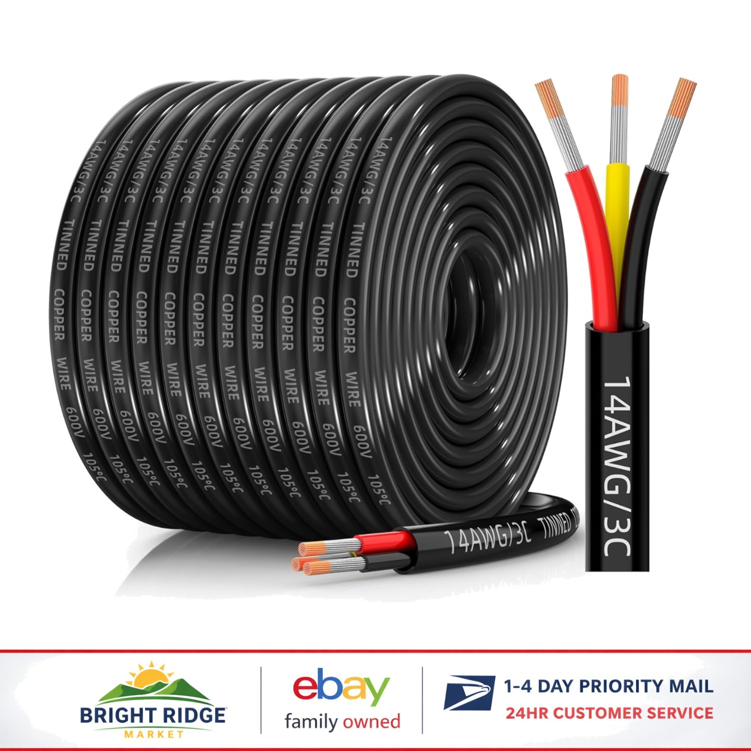 100FT PVC Insulated 14 Gauge Wire, Flame Retardant for Secure Installations
