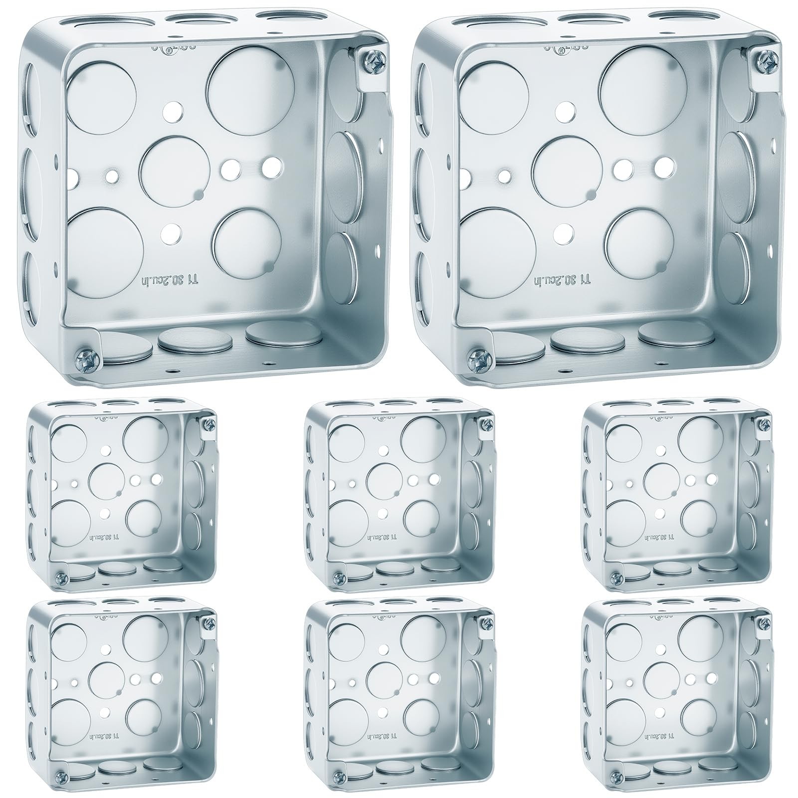 8 PCS 4×4 Inch Metal Electrical Box 21/8 Inch Deep 30.3 Cu.in Galvanized
