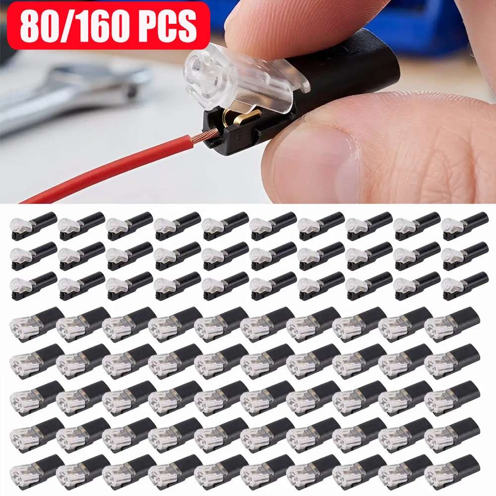 80/160PC Plug-In Quick Wire Connectors Reusable Clamp Terminal Blocks for Cables