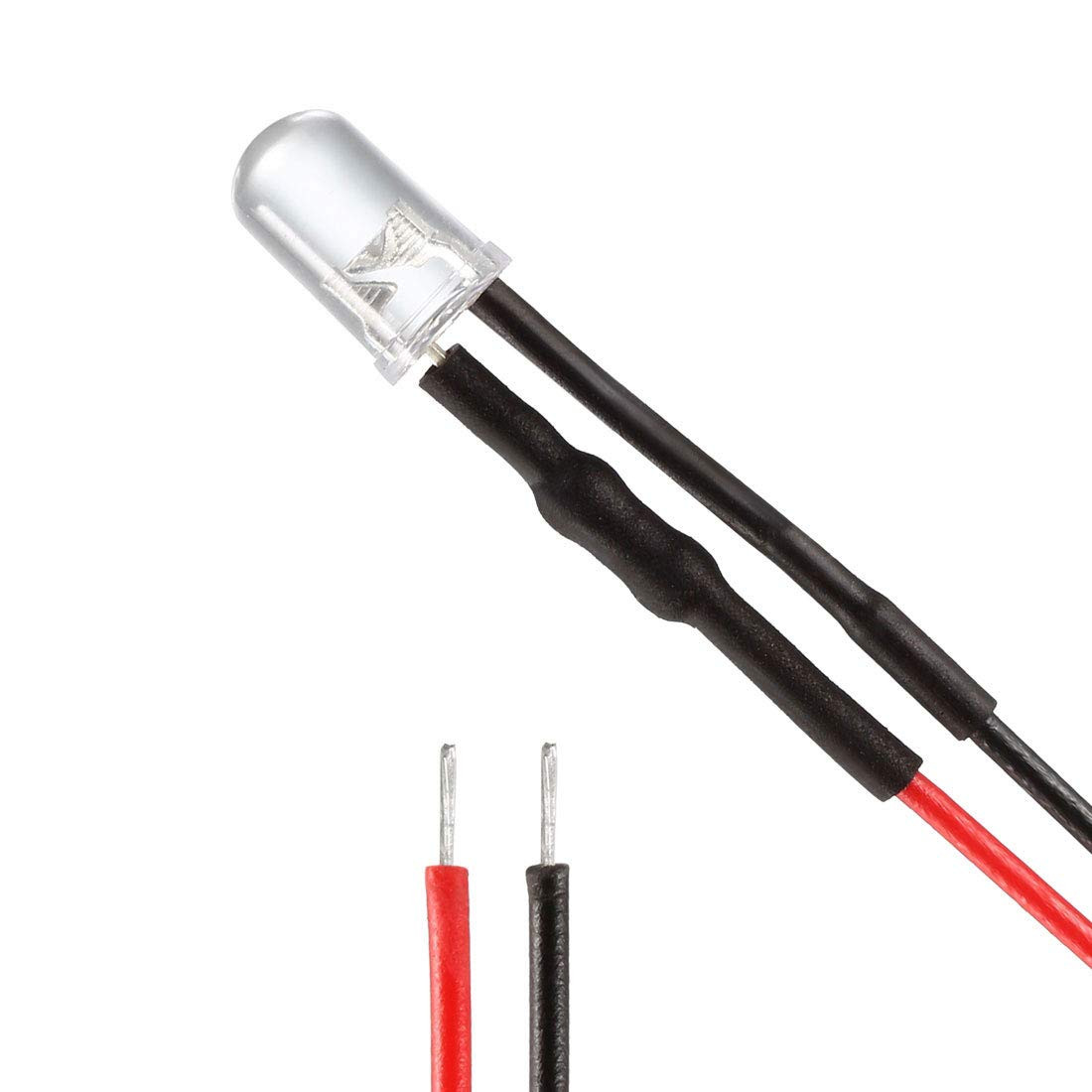 10Pcs 5Mm Pre Wired LED, White DC3-6V Clear Lens, Light Emitting Diodes