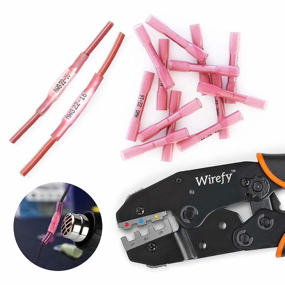 1000-50 Heat Shrink Waterproof Wire Connectors Red 22-16 AWG Butt Seal Terminals