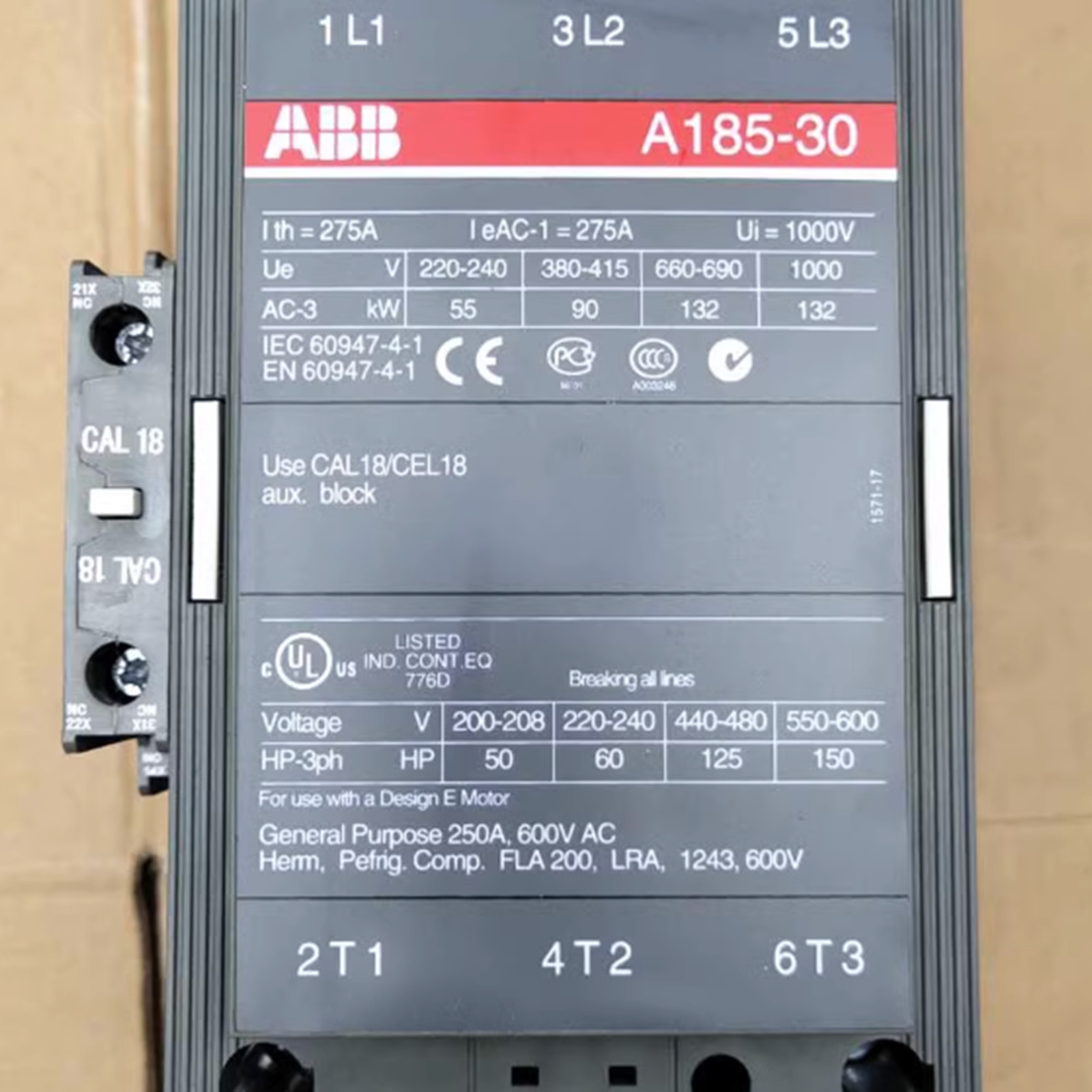 New In Box ABB A185-30 A185-30-11 AC Contactor 110V