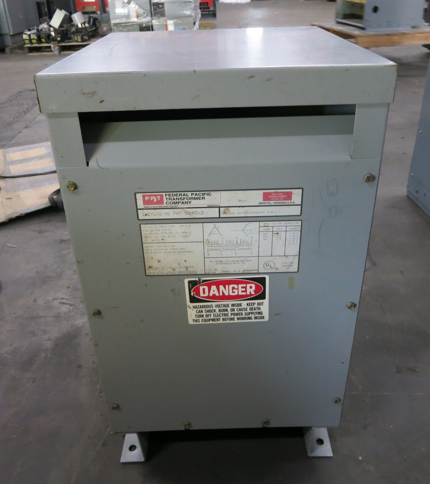 FPT 7.5 kVA 575 Delta to 575Y/331 V 3PH Isolation Transformer FH7.5HMD-3 575V